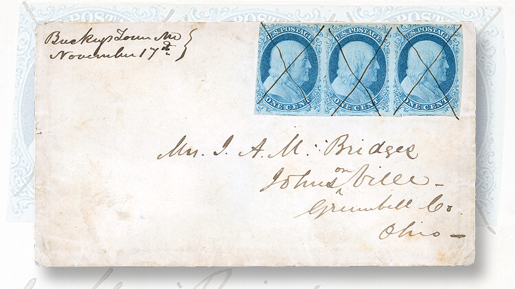 1851-cover-with-strip-1-cent-franklin-stamps