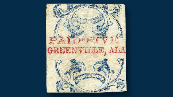 1861-five-cent-red-blue-greenville-alabama-confederate-postmaster-provisional-stamp