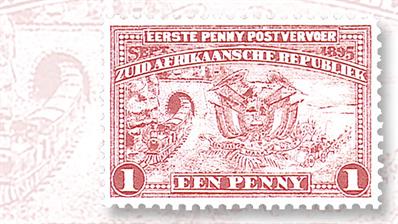 1895-south-african-republic-one-penny-coat-of-arms-wheat-field-railroad-stamp