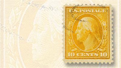 1909-ten-cent-yellow-george-washington-stamp