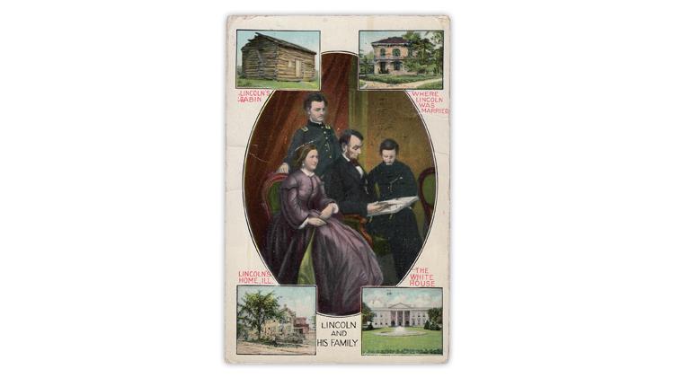 1911-postcard-colorized-photo-abraham-lincoln-family