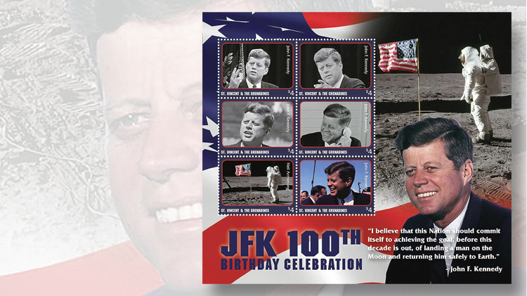 1961-pane-stamps-st-vincent-jfk-anniversary