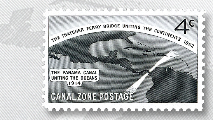 1962-four-cent-canal-zone-thatcher-ferry-bridge-stamp