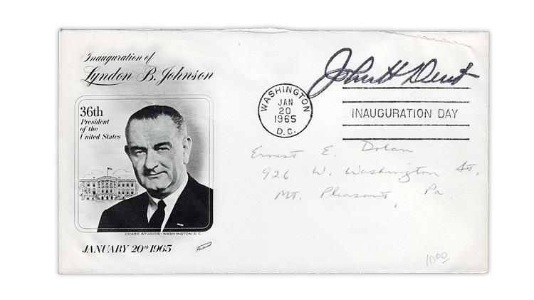 1965-lyndon-johnson-inauguration-cover-john-dent-signature