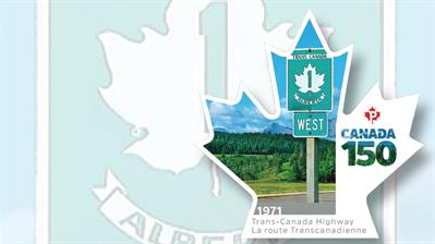 1971-trans-canada-highway-maple-leaf-shaped-stamp