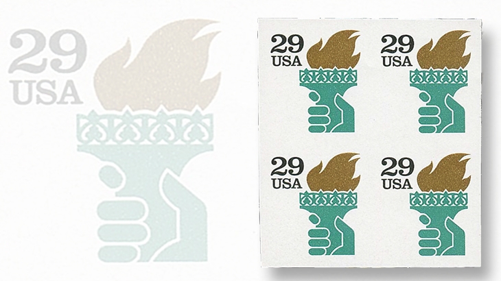 1991-twenty-nine-cent-liberty-torch-self-adhesive-stamp