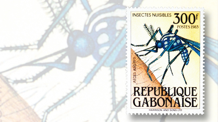 300-franc-aedes-aegypti-mosquitoes-stamp-fro-gabon