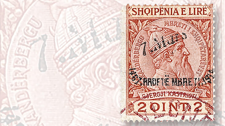 albanian-two-qintar-skanderbeg-stamp