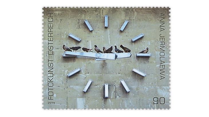 austria-2019-pigeons-clock-stamp-italian-academy-philately-postal-history-award