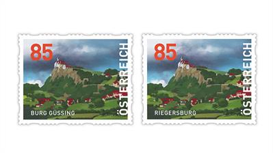 austria-2022-castles-stamps-burg-gussing-riegersburg