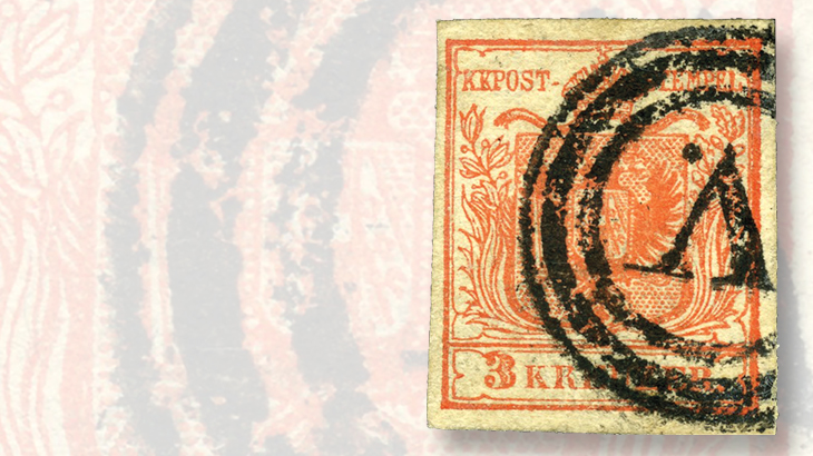 austria-3-kreuzer-stamp-v-center