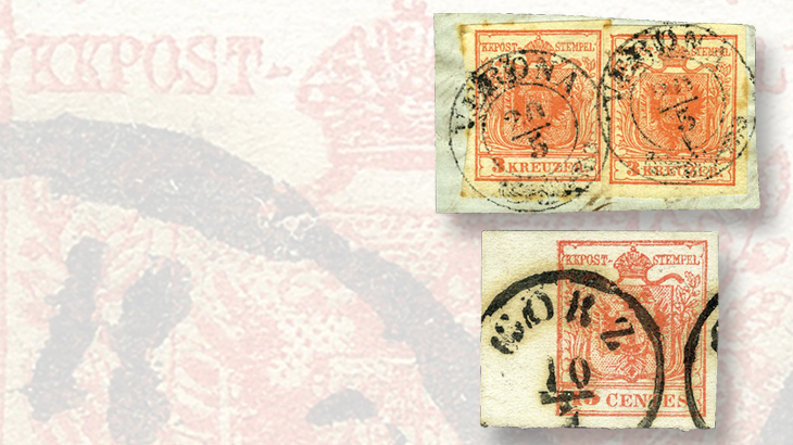 austrias-3-kreuzer-red-stamps