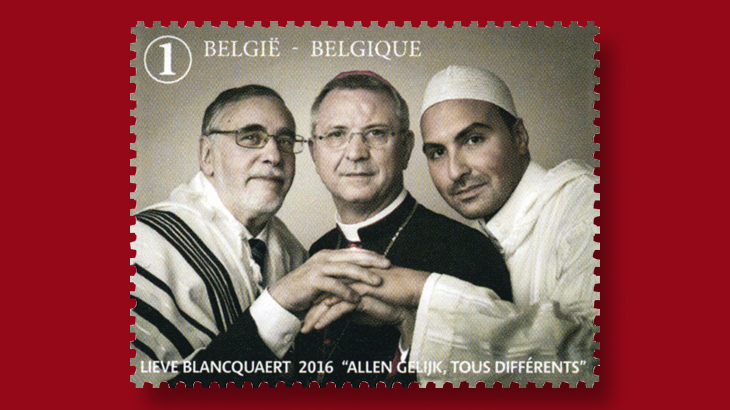 belgian-stamp-photograph-rabbi-iman-bishop