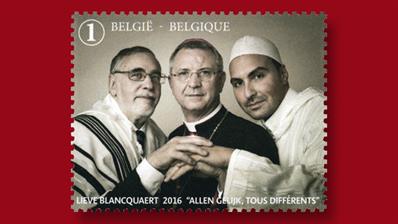 belgian-stamp-photograph-rabbi-iman-bishop