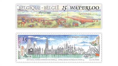 Belgium-battle-waterloo-antwerp-panoramic-stamps