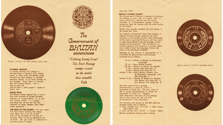 bhutan-phonograph-records-stamps-new-issue-brochure