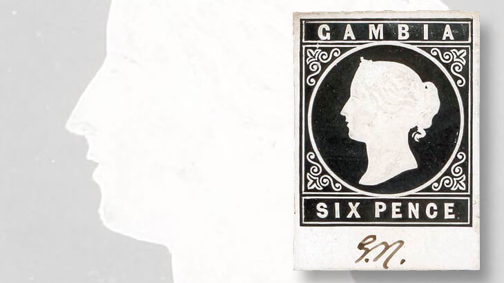 black-and-white-embossed-die-proof-cameo-design-gambia