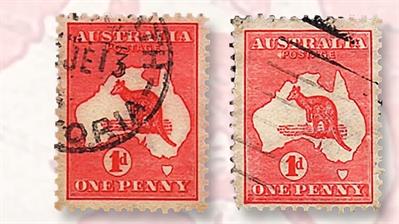 bright-colored-carmine-kangaroo-and-map-stamp