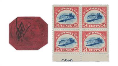 british-guiana-1856-penny-magenta-1918-jenny-invert-plate-block