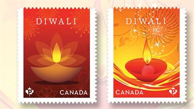 canada-diwali-joint-issue-stamps-diya-oil-lamps