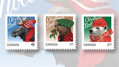 canada-post-christmas-stamps-moose-beaver-polar-bear-2015