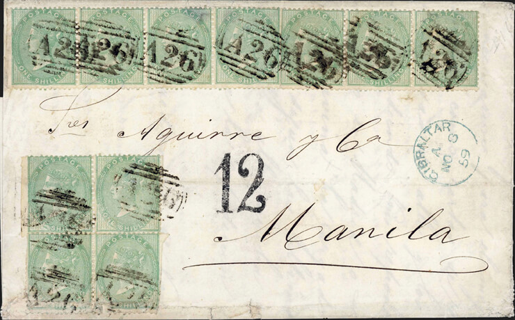 cavendish-1859-cover-gibraltar-spanish-philippines-queen-victoria-stamps