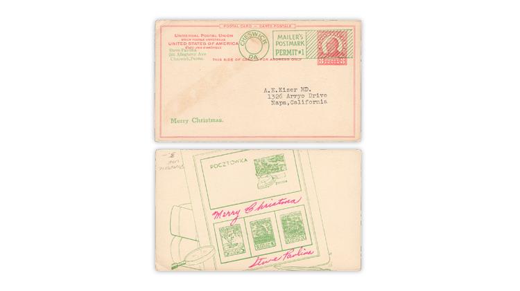 christmas-mckinley-postal-card-mailers-postmark-permit-faux-polish-stamps