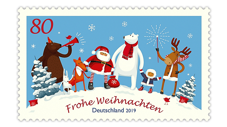 christmas-stamps-germany-elk-sparkler-santa-claus