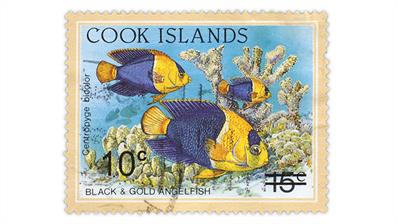 cook-islands-surcharged-black-gold-angelfish-stamp