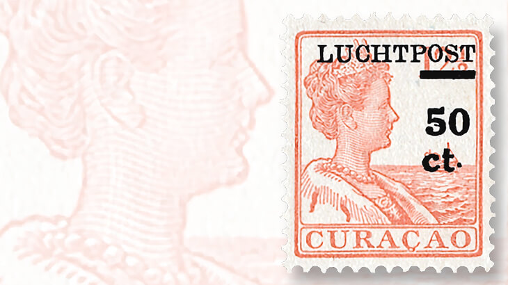 curacao-queen-wilhelmina-luchtpost-overprint-stamp