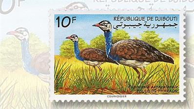 djibouti-1994-ten-franc-eupodotis-senegalensis-stamp