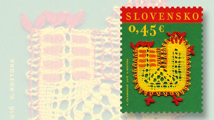 easter-greeting-stamps-2016-slovakia-chicken