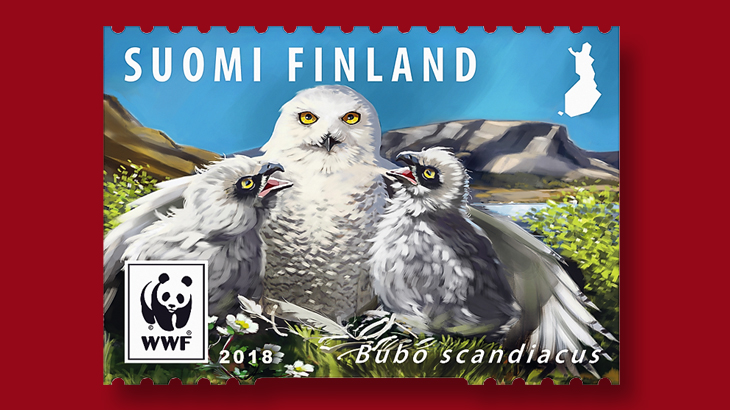 finland-female-snowy-owl-world-wildlife-fund-stamp