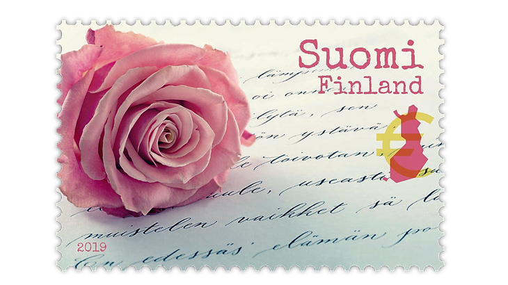 finland-pink-rose-letter-greeting-stamp