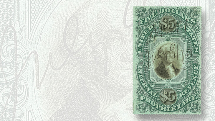 five-dollar-proprietary-stamp-green-paper