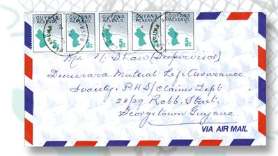 five-five-cent-guyana-revenue-stamps-airmail-cover