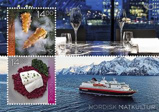 food-cultures-stamps-norway-souvenir-sheet-maaemo-oslo--hurtigruten-ship