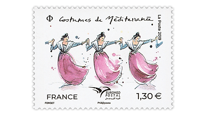 france-2019-euromed-mediterranean-costumes-stamp