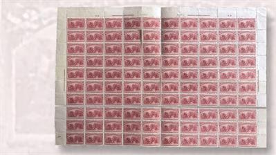 full-pane-united-states-two-dollar-columbian-stamps