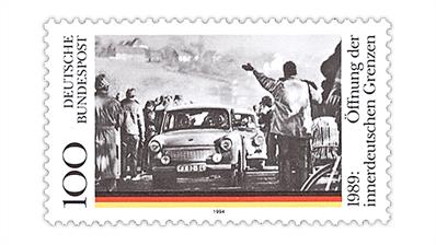 germany-1994-fifth-anniversary-berlin-wall-opening-trabis-stamp