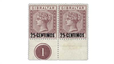 gibraltar-1889-queen-victoria-stamp-pair-broken-n-surcharge-variety