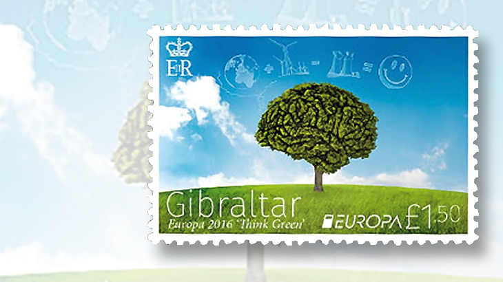 gibraltar-green-brain-europa-stamp