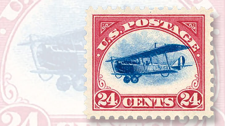 grade-100-1918-24-cent-curtiss-jenny-airmail-stamp