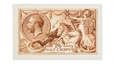 great-britain-1915-intense-bright-reddish-cinnamon-brown-seahorse-stamp