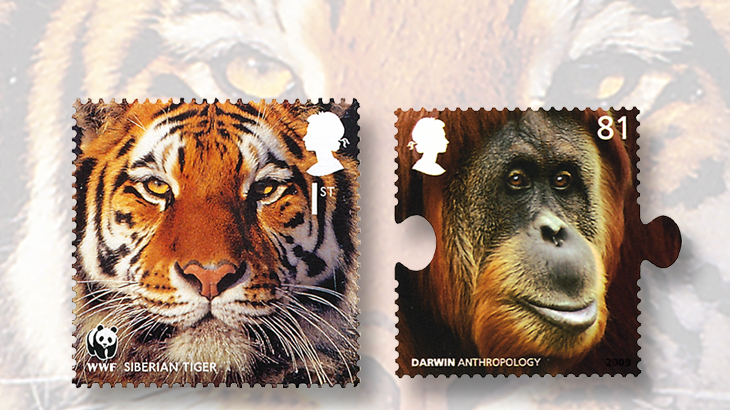 great-britain-animals-stamps-tiger-orangutan