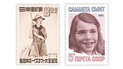 japan-1949-george-russell-soviet-union-1985-samatha-smith-stamps