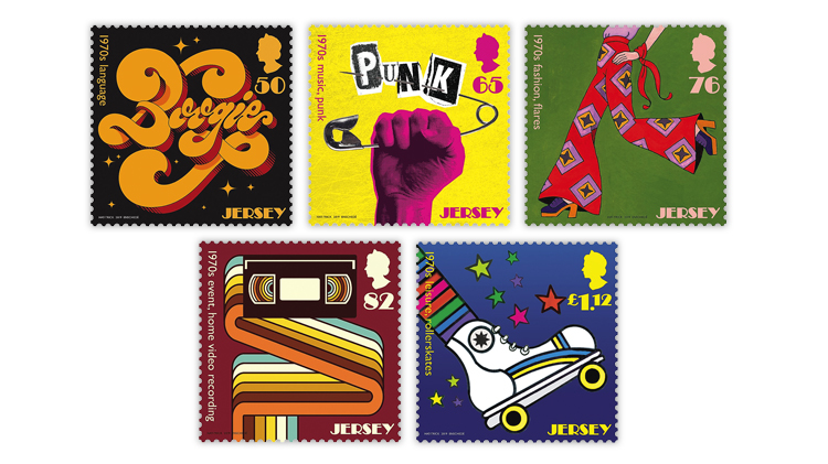 Jersey 1970s popular culture trends stamps