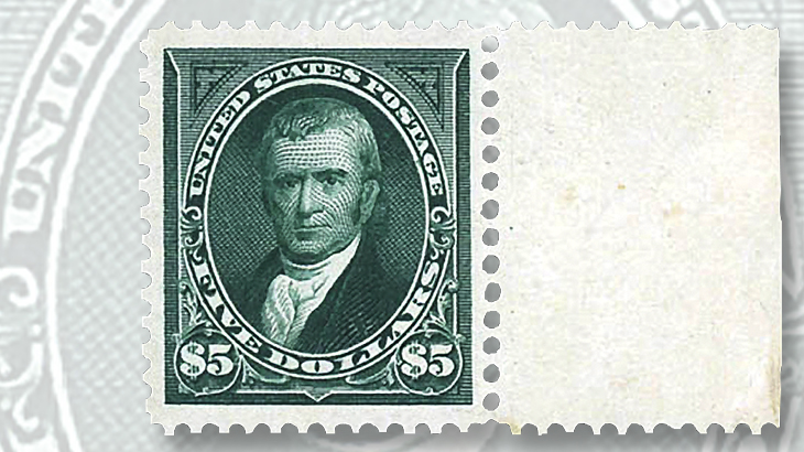 kelleher-sheet-margin-five-cent-marshall-stamp