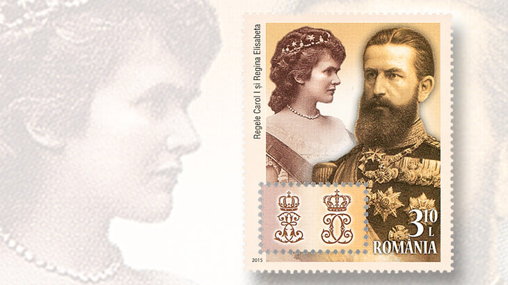 king-carol-queen-elisabeth-monograms-romania-stamp