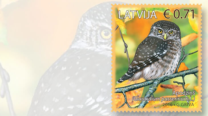 latvia-birds-series-owl-stamp